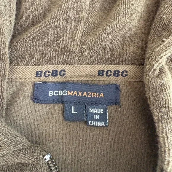 Y2K BCBGMAXAZRIA Olive Green Velour Hoodie Jacket Floral Bird Embroidery Large - Picture 5 of 7